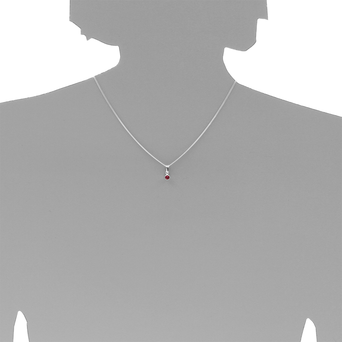 001-203643-A337s Kette mit Anhänger, Silber 925/000, 36 oder 38 cm, sy. Rubin