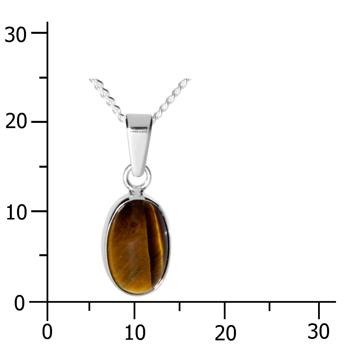 001-203040-A542k Kette mit Anhänger. Silber 925/000, 42 cm oder 45 cm, Tigerauge