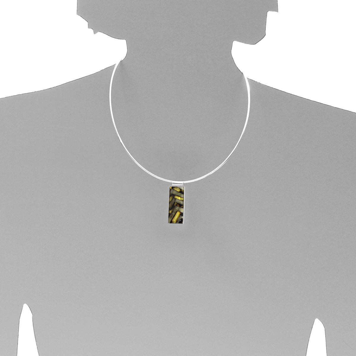 001-203672-0100s Anhänger Silber 925/000, Bernstein- Mosaik