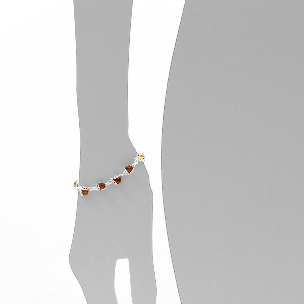 098-214392-0100s Armband, Silber 925/000, Bernstein
