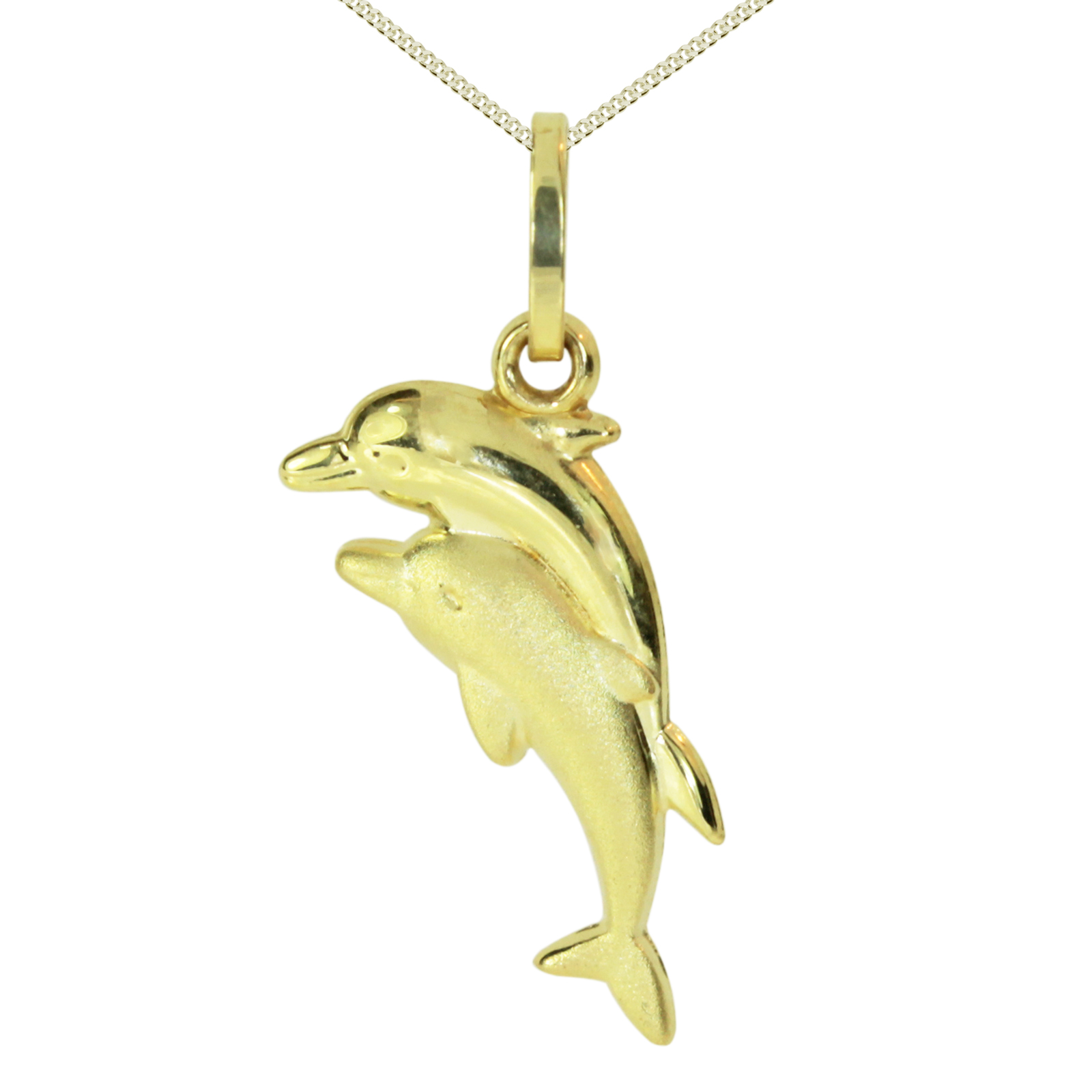 114-100070-A142LRJ4e82ZIQTmp Kette mit Anhänger Gold 333/000, Delphinpaar, 42 oder 45 cm
