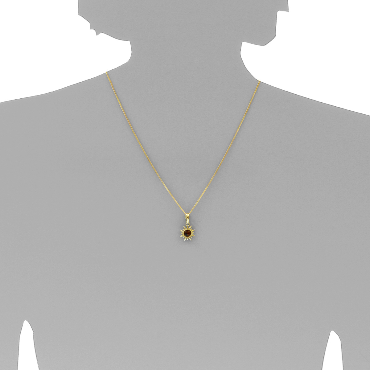001-103648-0100s Anhänger Gold 333/000, Sonne, Bernstein