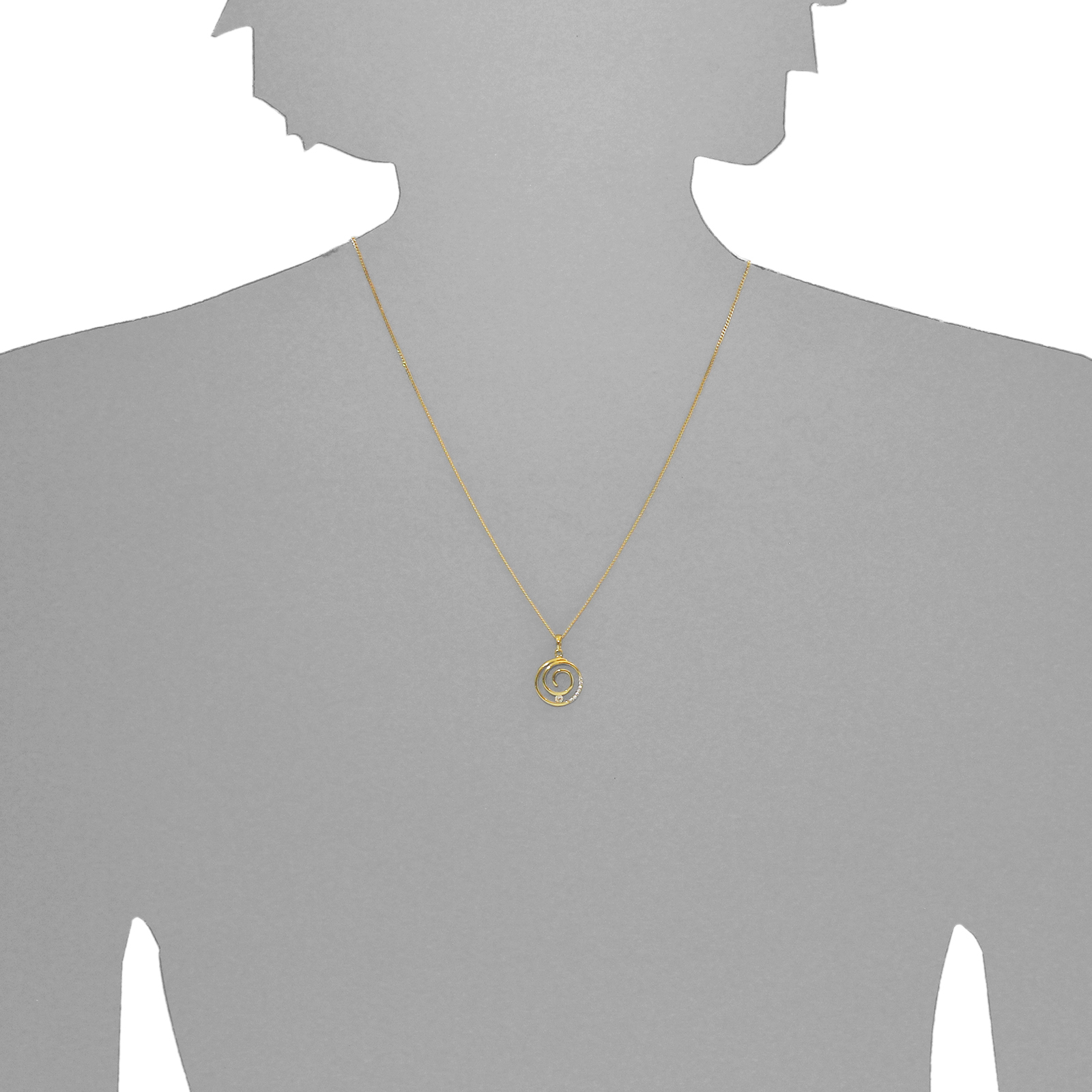 114-100040-A145s Kette mit Anhänger Gold 333/000, Spirale, 42 oder 45 cm, Zirkonia