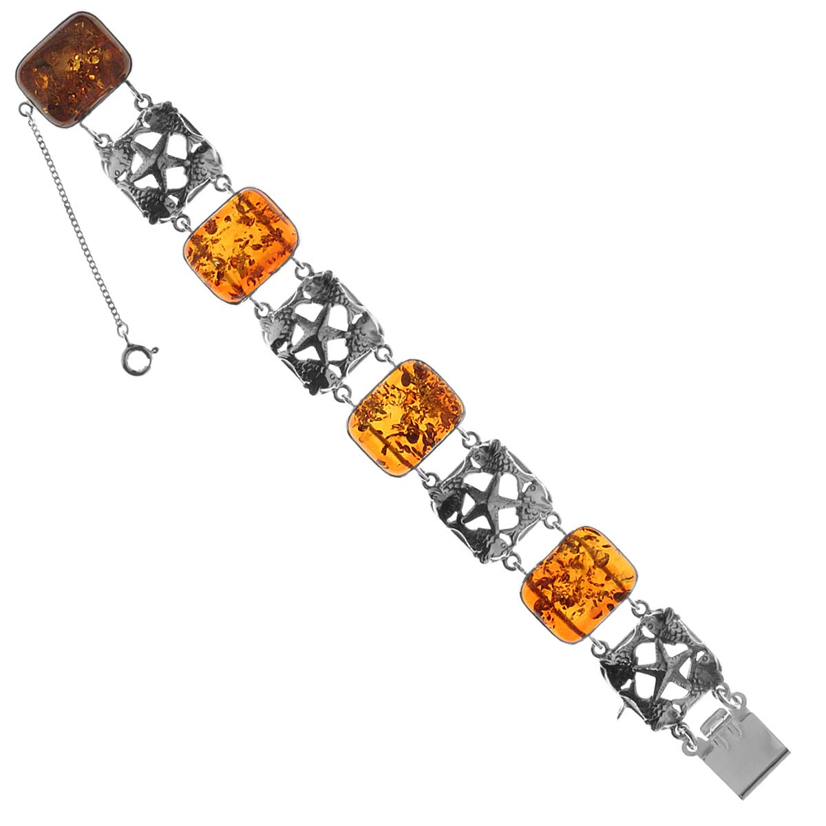 4250054222392 Armband Fischland, Silber 925/000, oxyd., Bernstein