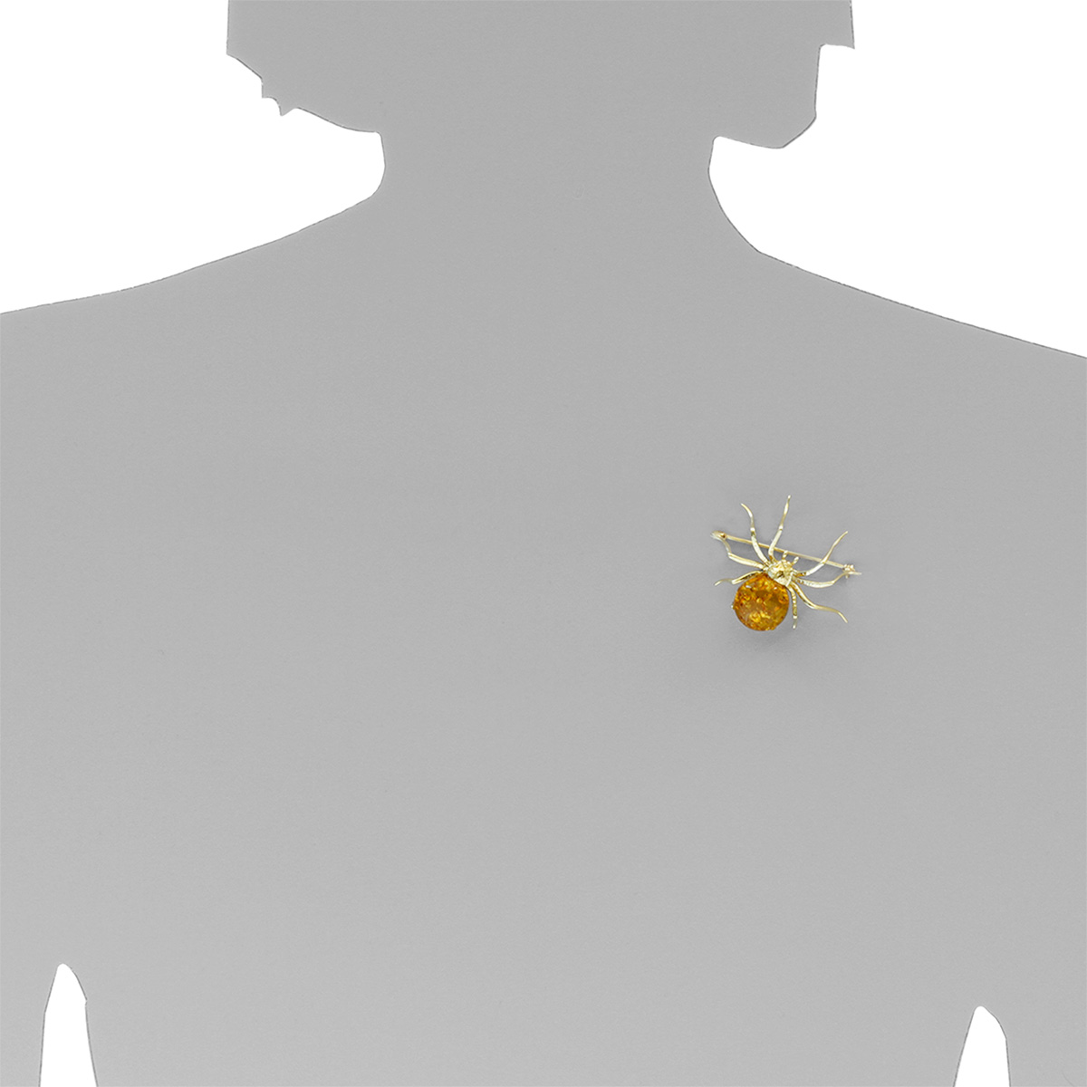 4250054295839-PT05 Brosche Gold 333/000, Spinne, Bernstein