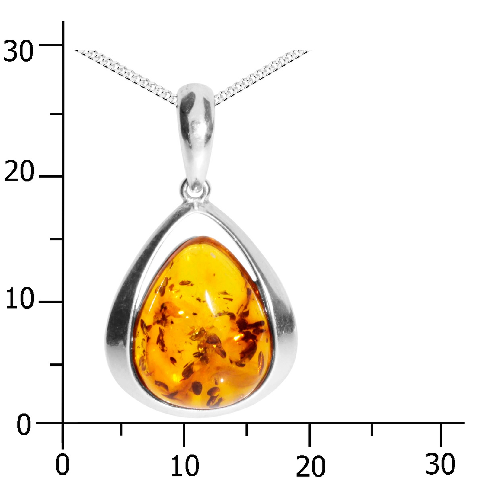 105-209010-A142k Kette mit Anhänger, Silber 925/000, Bernstein, 42 oder 45 cm lang