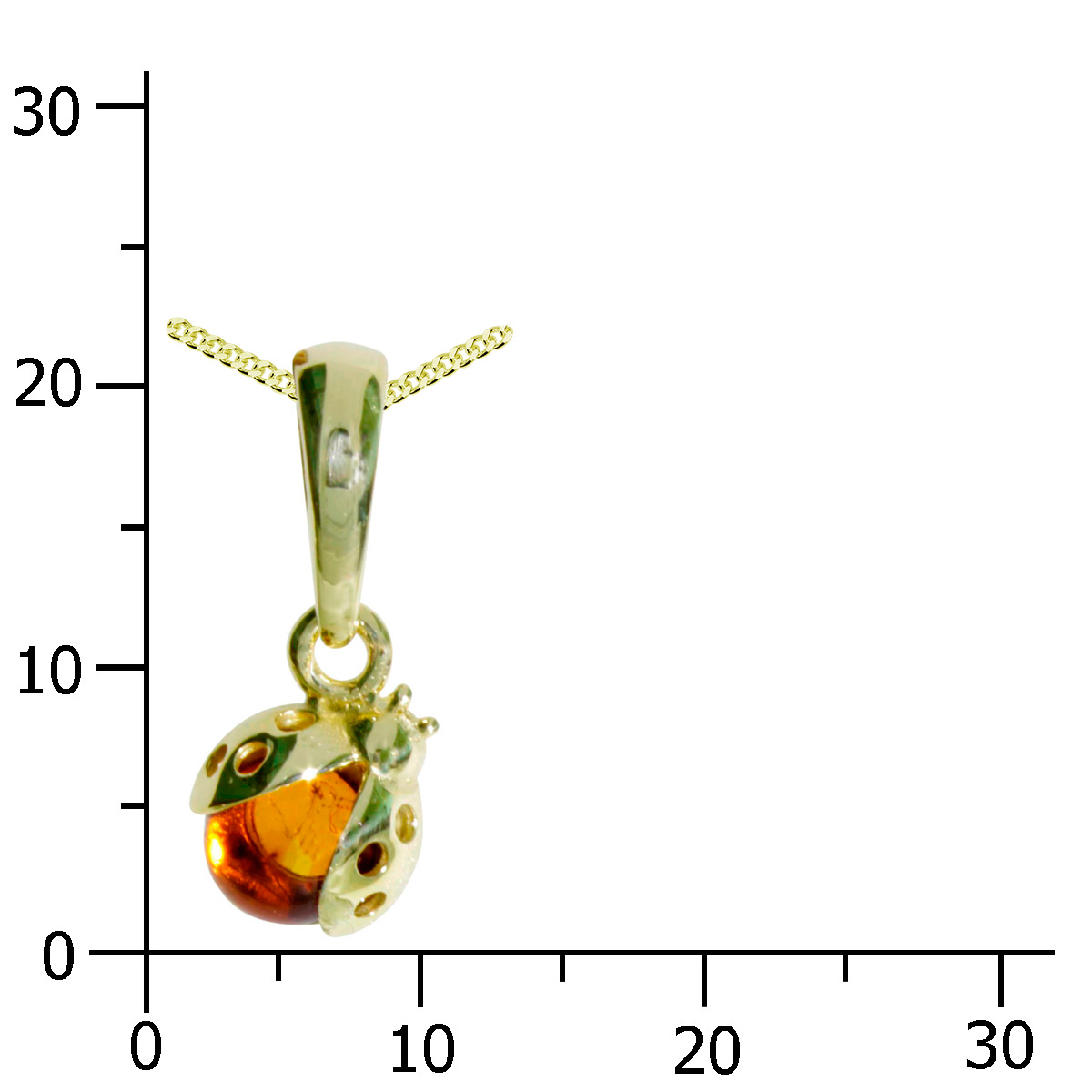 001-103652-A142k Kette mit Anhänger Gold 333/000, 42 cm, kl. Marienkäfer, Bernstein