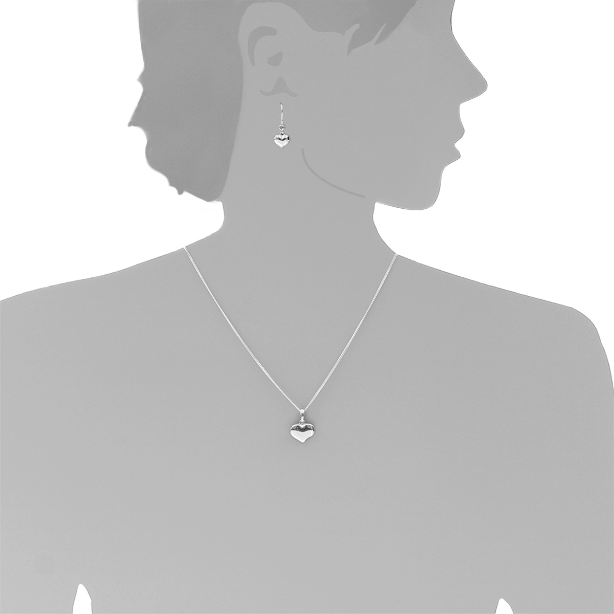 001-203635s142s Set Silber 925/000, Herz, matt, 42 oder 45 cm