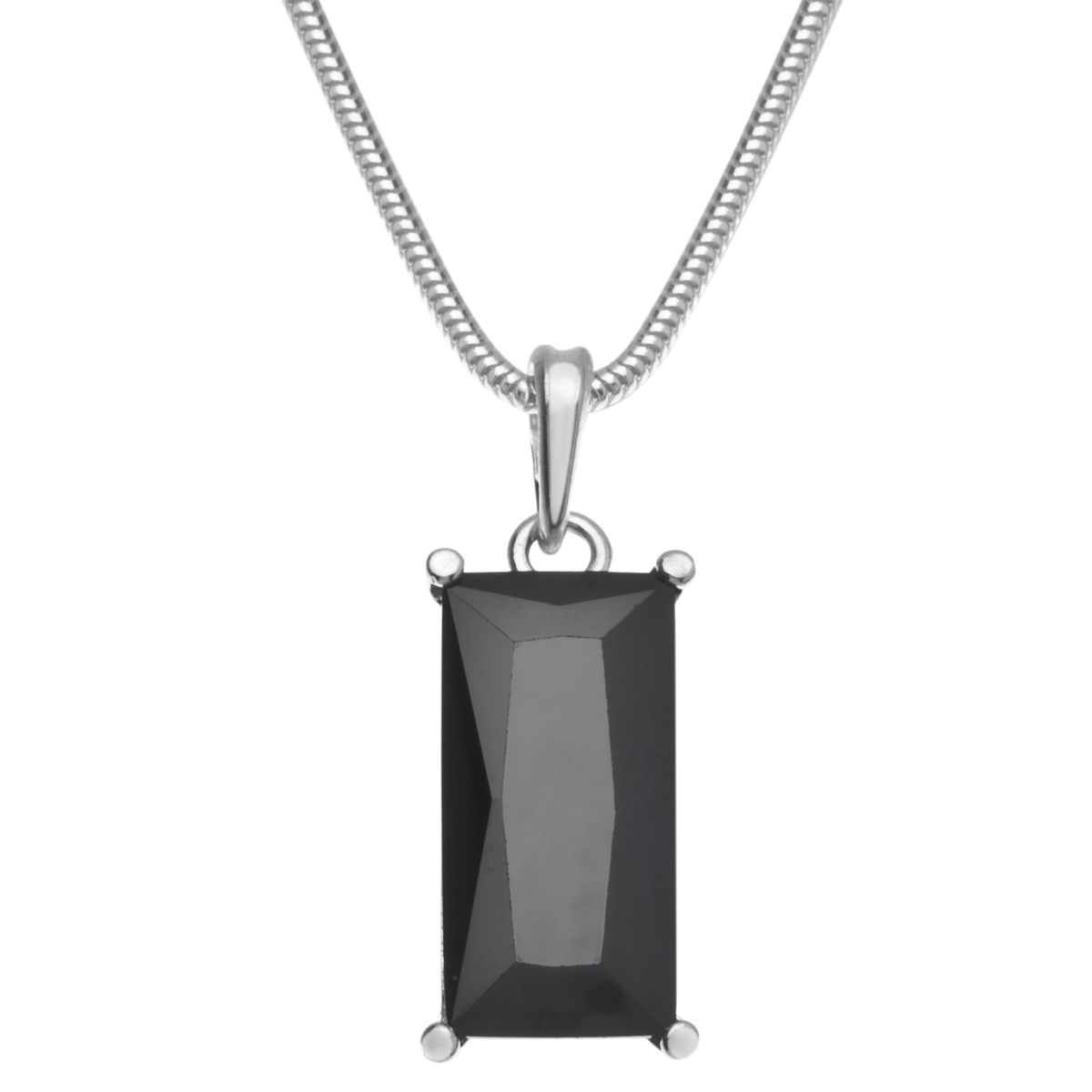 043-201693-A242 Kette mit Anhänger Silber 925/000, Zirkonia, schwarz, 42 cm