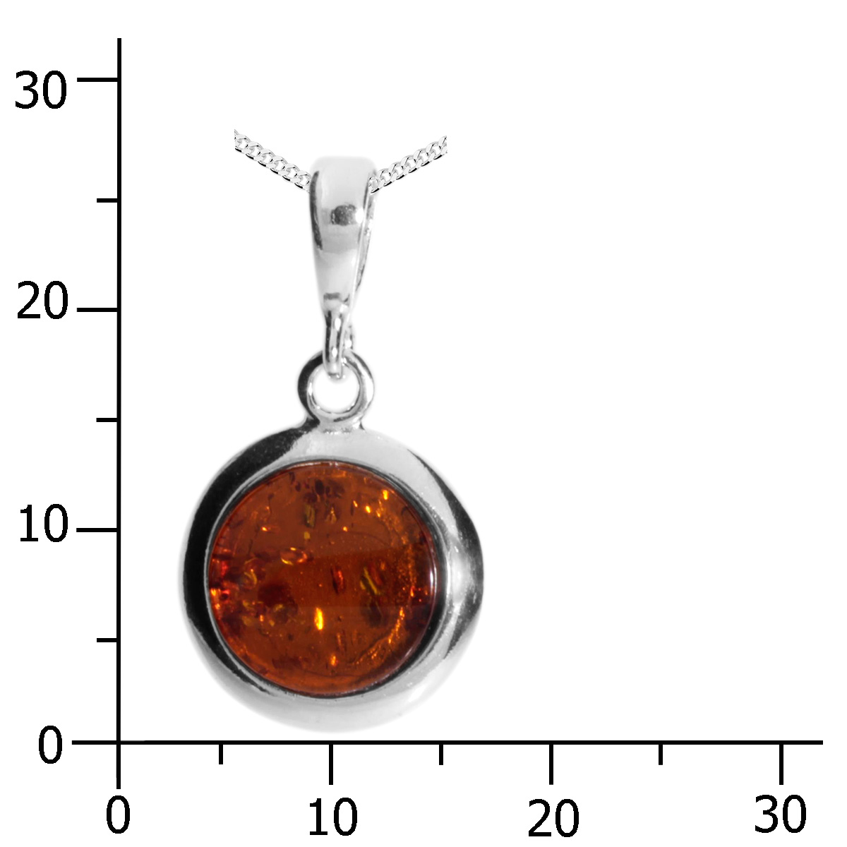 089-200060-A145k Kette mit Anhänger Silber 925/000, 45 cm, Bernstein