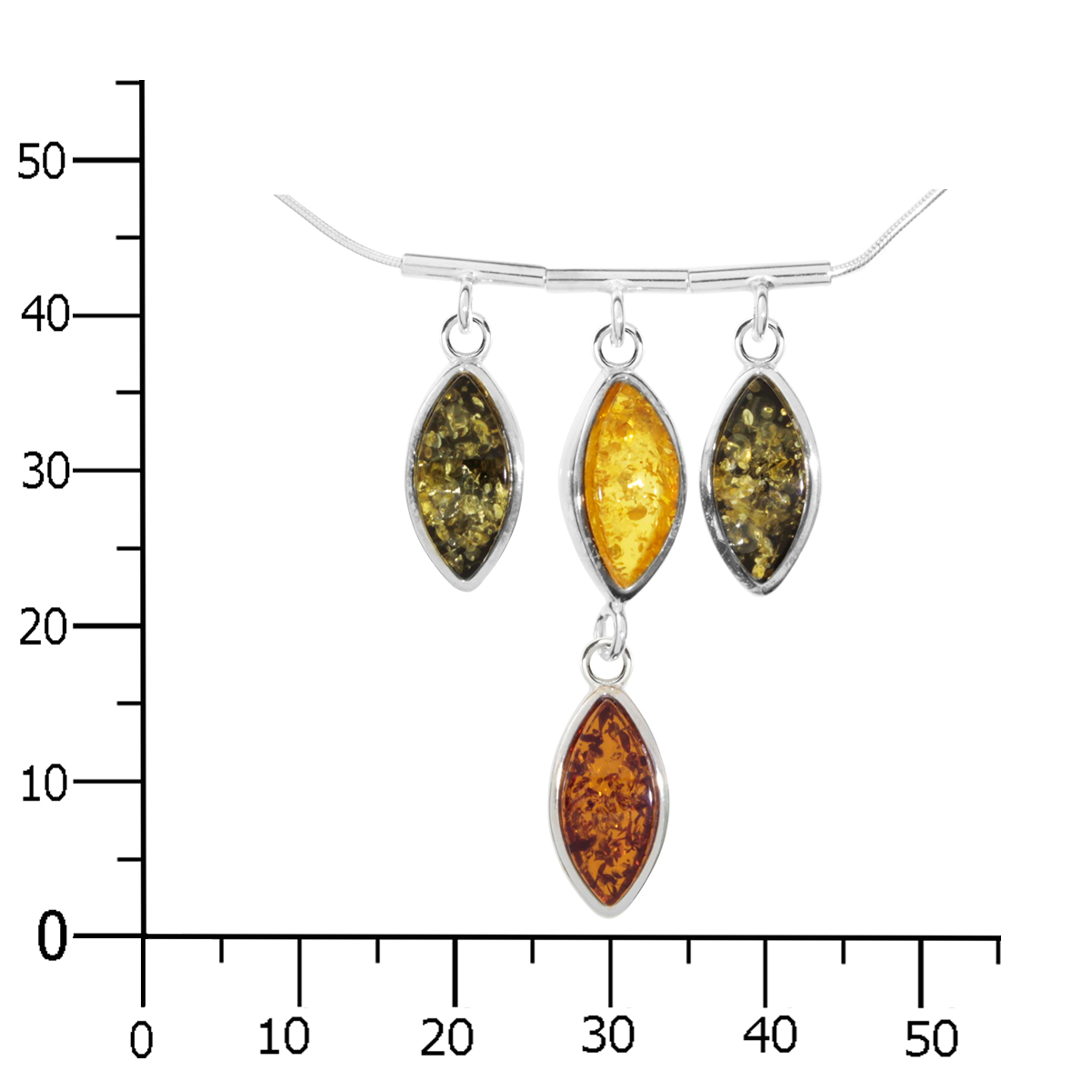 089-290013-0450k Collier Silber 925/000, 45 cm, Bernstein