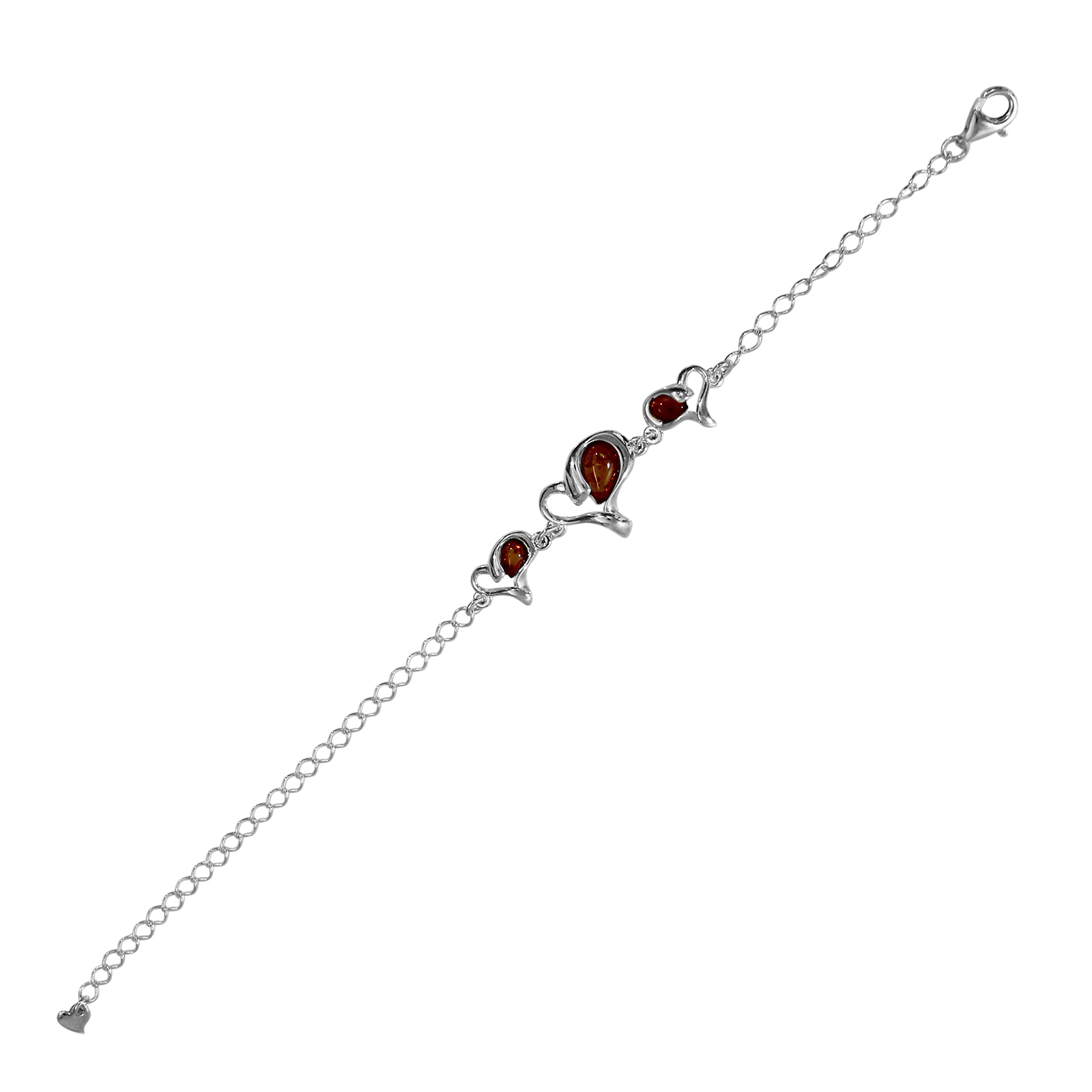 Armband "Herz", Silber 925/000, Bernstein, bis 20 cm Armband "Herz", Silber 925/000, Bernstein, bis 20 cm