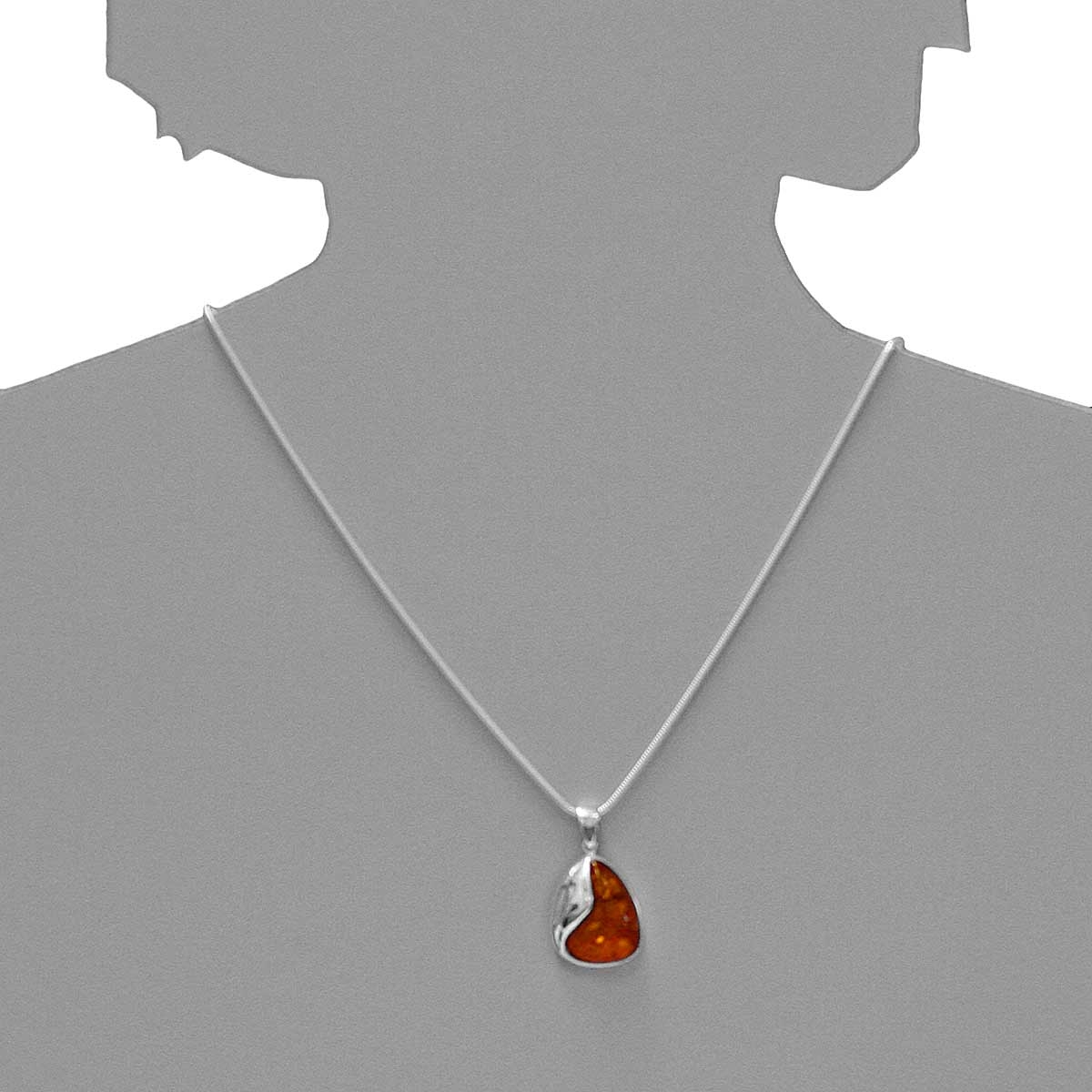 001-201364-A142s Kette mit Anhänger, Silber 925/000, Bernstein -Länge wählbar-