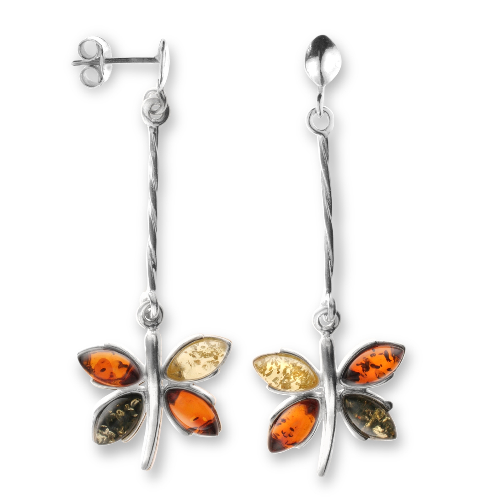 Ohrhänger Silber 925/000, Schmetterling, Bernstein
