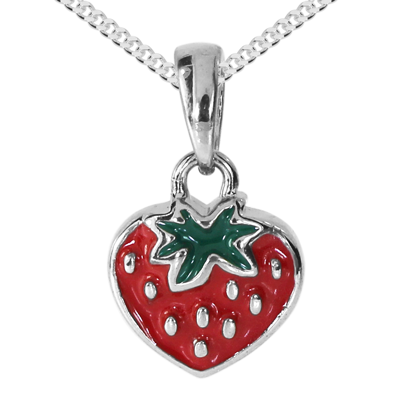 Kette mit Anhänger "Erdbeere", Silber 925/000 -Länge wählbar-   