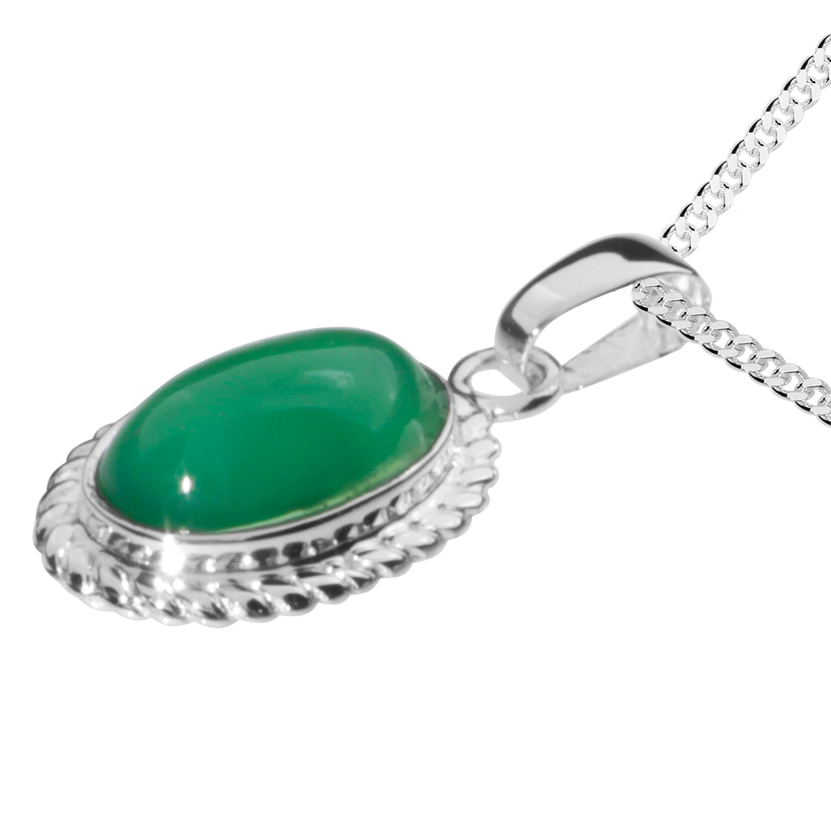 001-201396-A6421575172c35d449 Kette mit Anhänger Silber 925/000, 42 cm, Grünachat