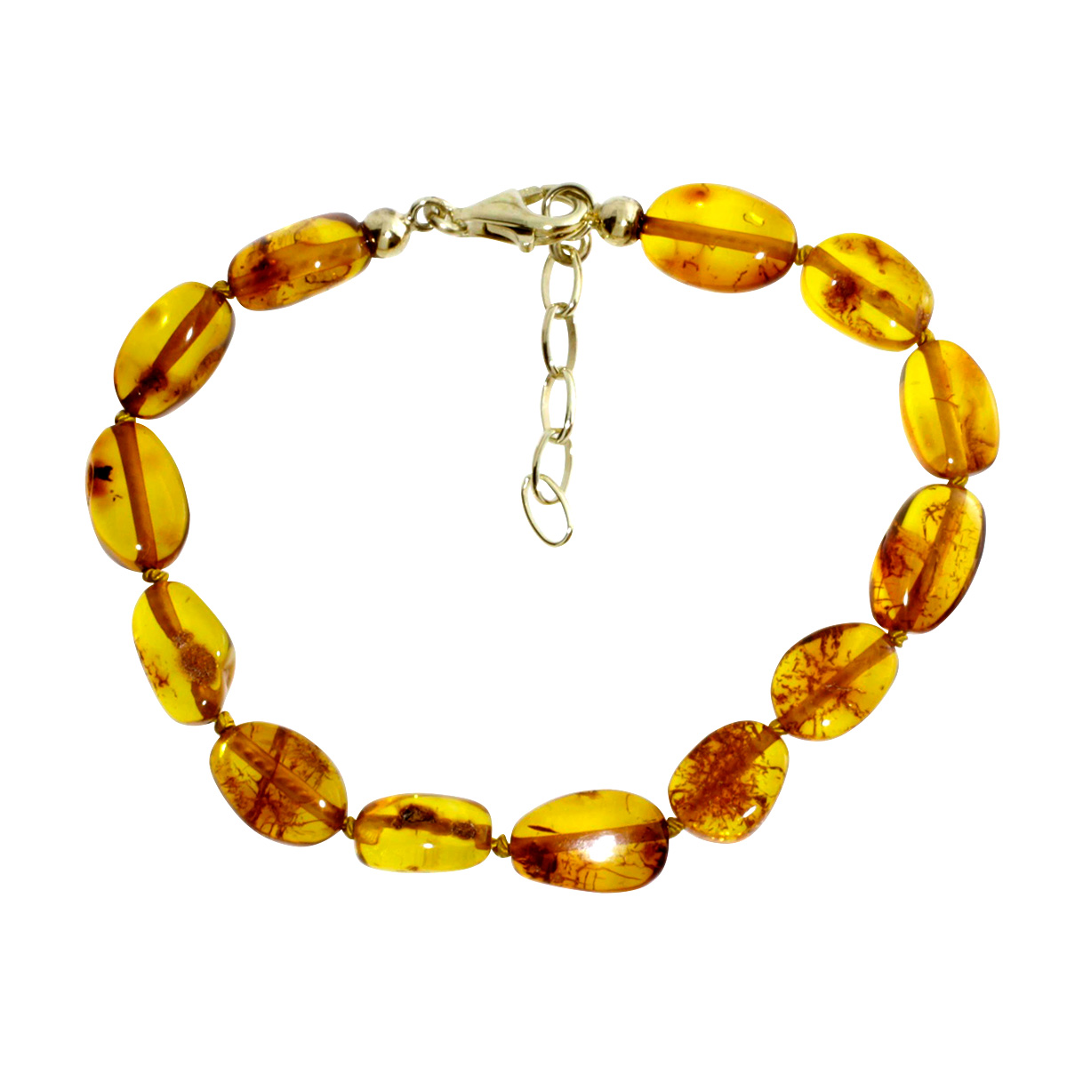 4250054227335 Bernsteinarmband, Verschluß Silber vergoldet