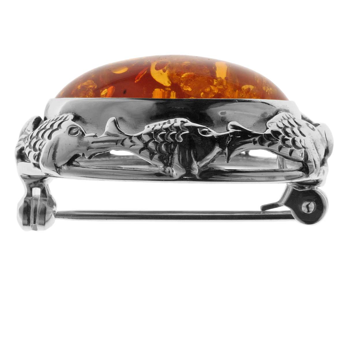 4250054222408-PT01 Brosche Fischland Silber 925/000, oxyd., Bernstein