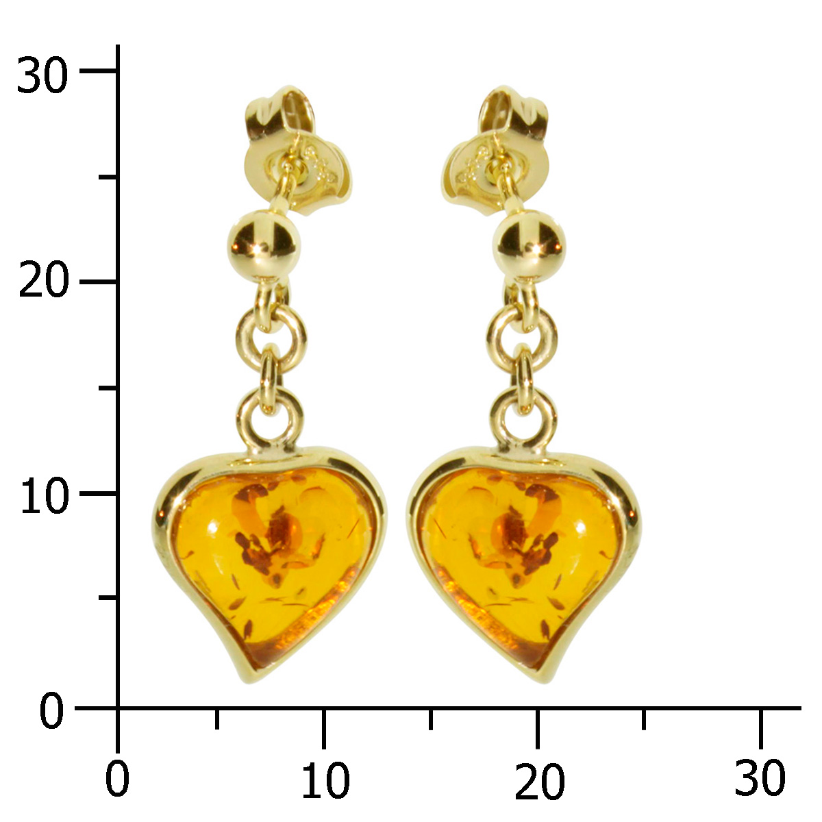 Ohrhänger Gold 333/000, Herz, Bernstein
