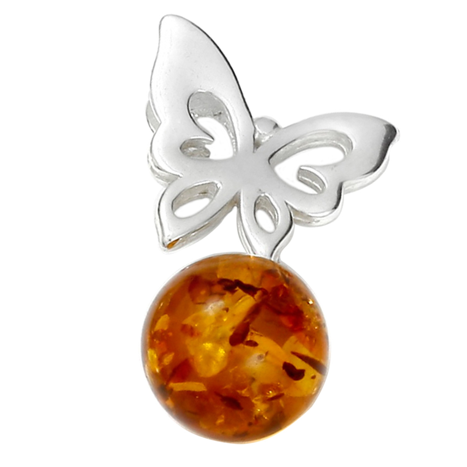 105-200125-0100 Anhänger Silber 925/000, Schmetterling,  Bernstein