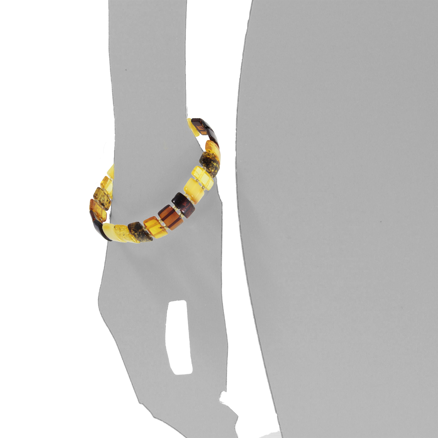 075-410013-0060s-2 Bernsteinarmband, Gummizug