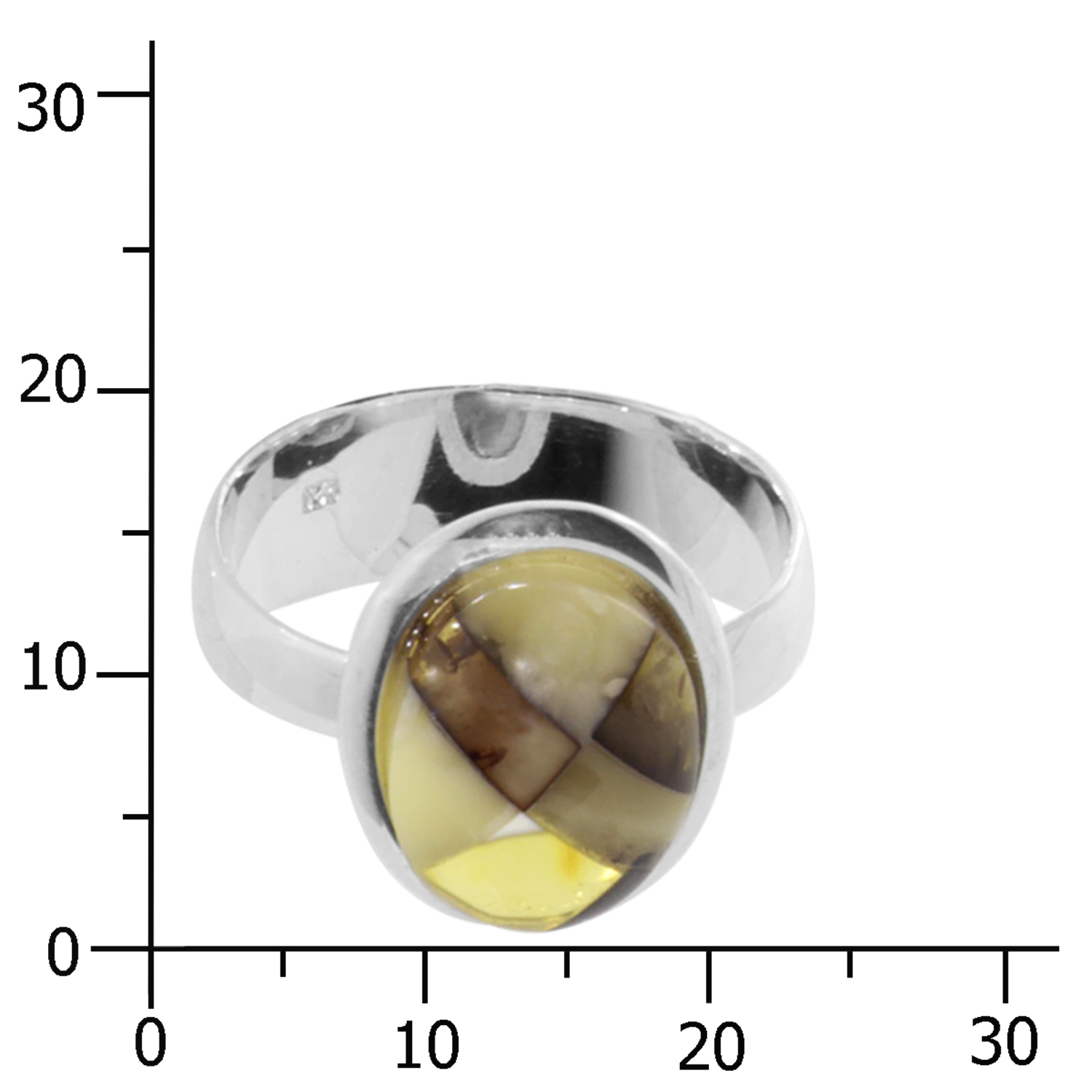 001-273434-0300k Ring Silber 925/000, Bernstein-Mosaik -Größe wählbar-