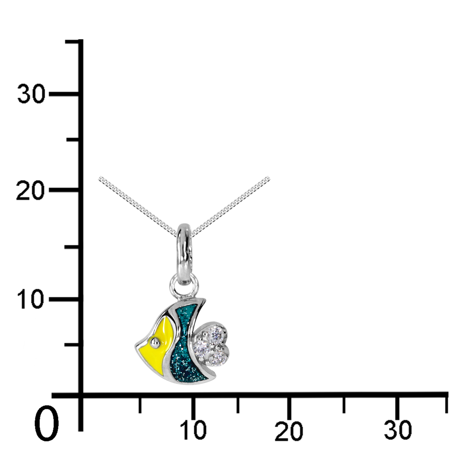 Kette mit Anhänger "Fisch" Silber 925/000,  Zirkonia -Länge wählbar-      Kette mit Anhänger "Fisch" Silber 925/000,  Zirkonia -Länge wählbar-