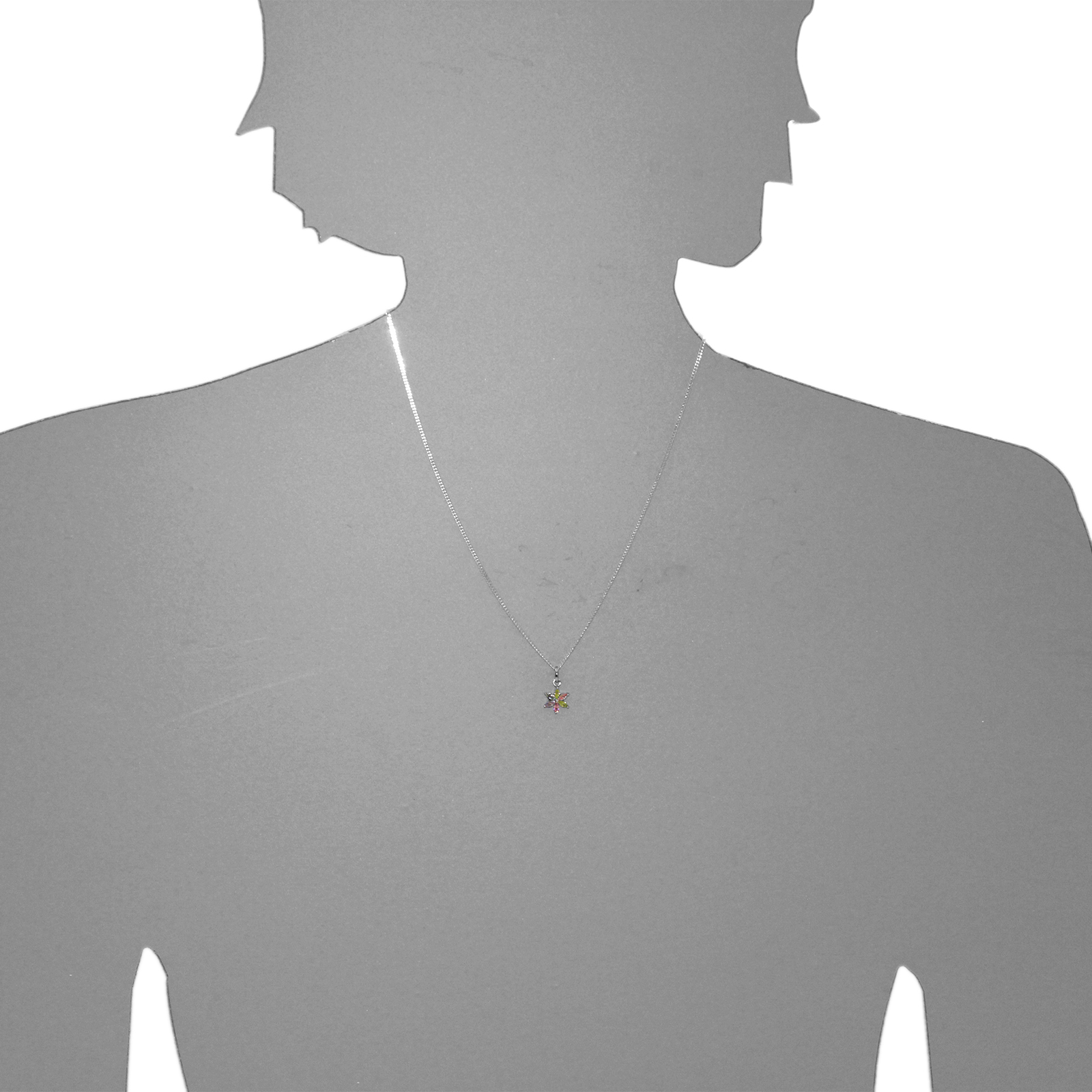 Kette mit Anhänger "Blüte", Silber 925/000,  Zirkonia  -Länge wählbar-      Kette mit Anhänger "Blüte", Silber 925/000,  Zirkonia  -Länge wählbar-
