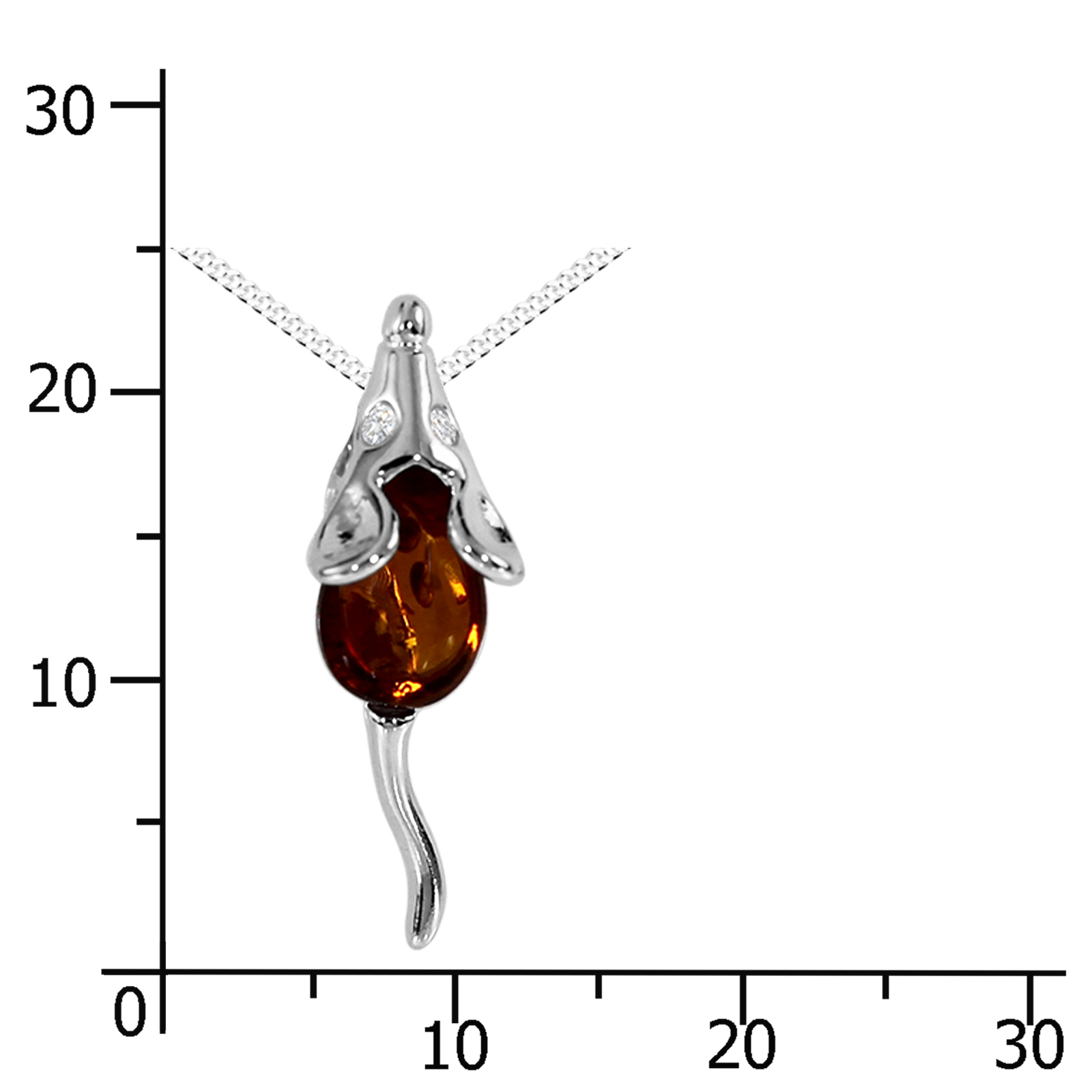 Kette mit Anhänger Silber 925/000, Bernstein -Länge wählbar-