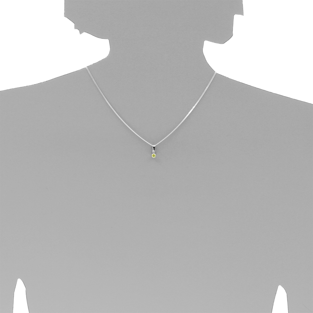 001-203643-A237s Kette mit Anhänger, Silber 925/000, 36 oder 38 cm, Zirkonia-limette