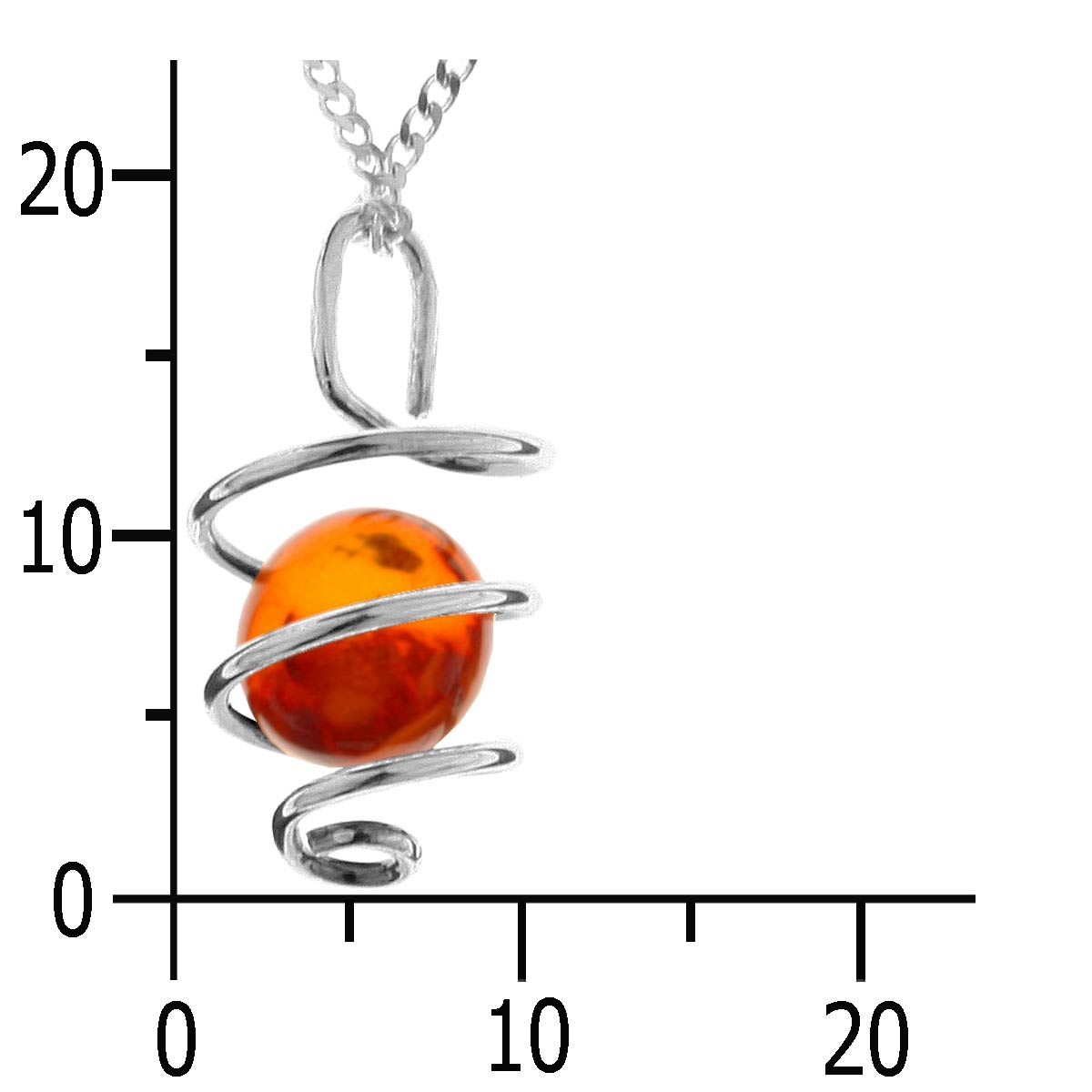 4250054203001-PT04 Kette mit Anhänger Silber 925/000,  Bernstein -Länge wählbar-