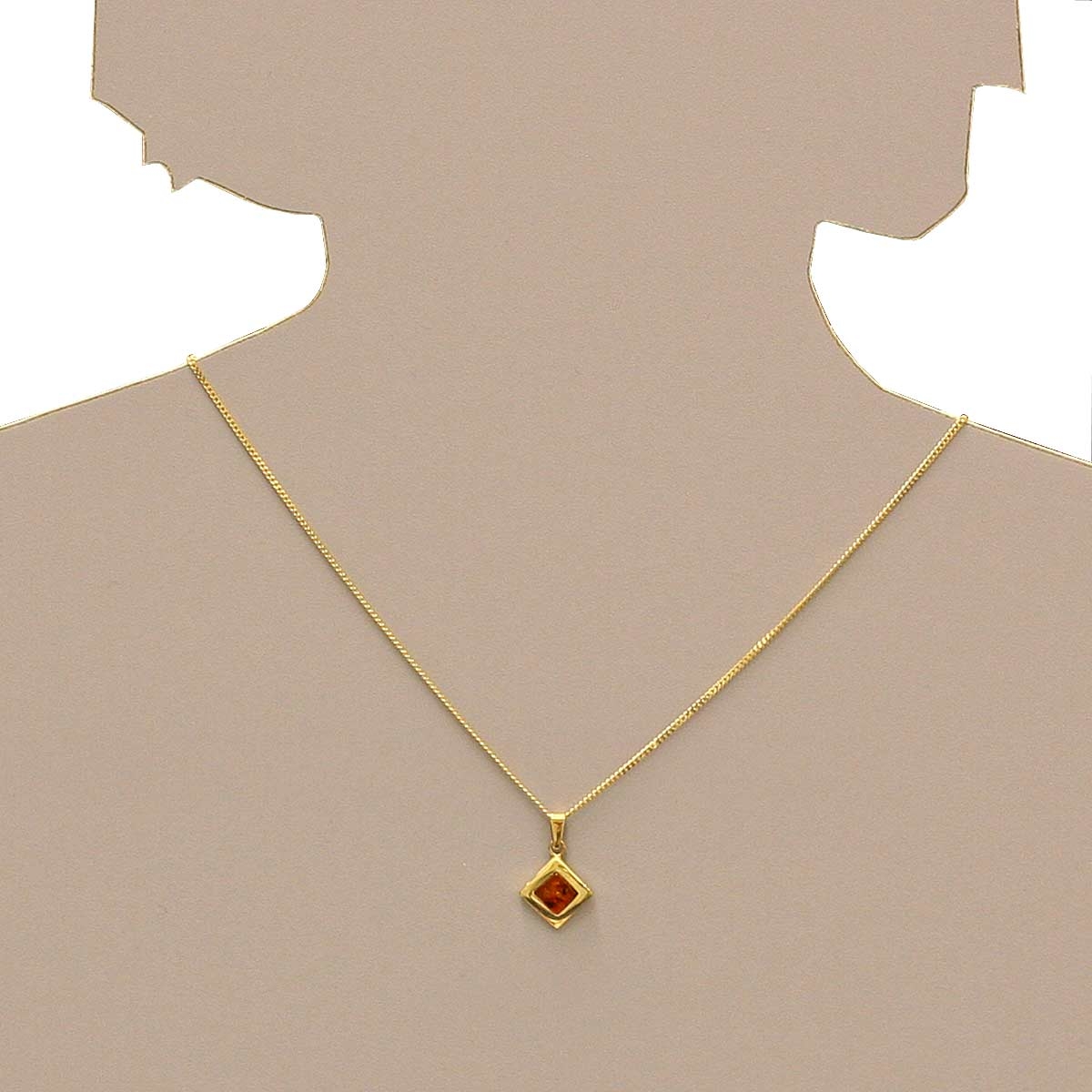 001-103569-1100s Kette mit Anhänger, Gold 333/000, 42 cm, Bernstein