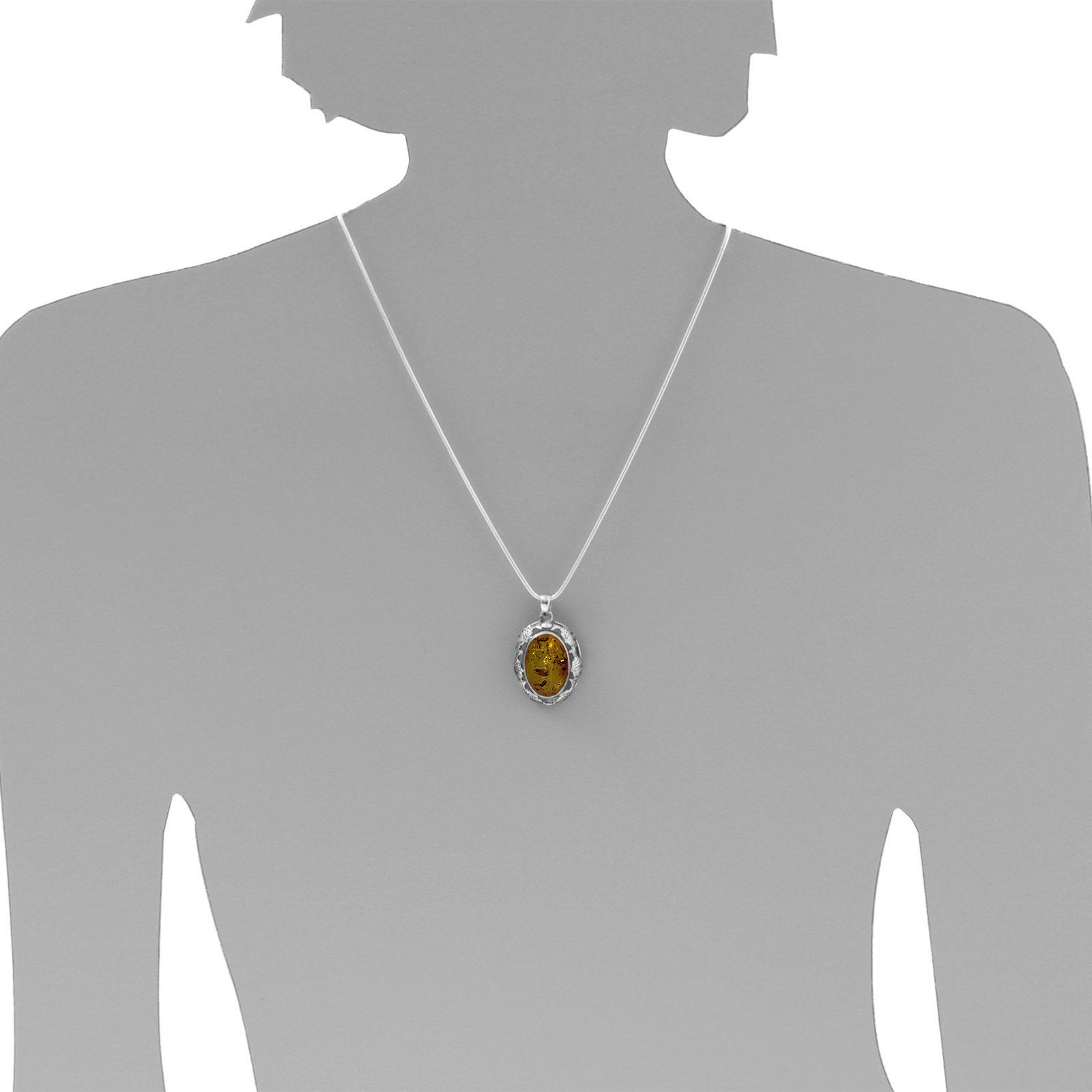Kette mit Anhänger, Silber 925/000, Bernstein -Länge wählbar- Kette mit Anhänger, Silber 925/000, Bernstein -Länge wählbar-