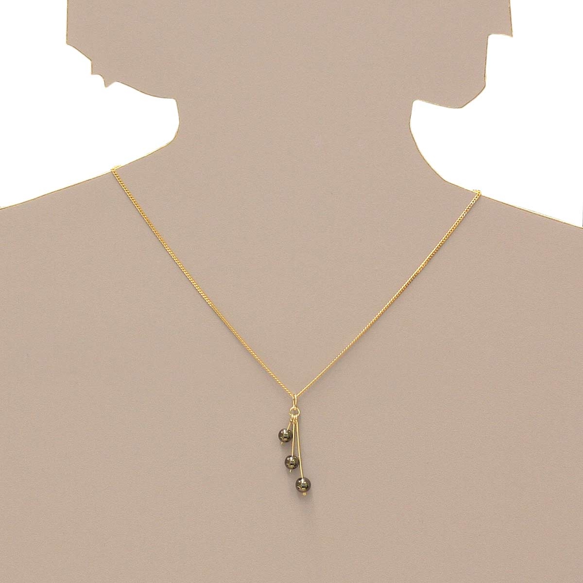 001-103579-1200s Kette mit Anhänger Gold 333/000, 42 cm,  Hämatit