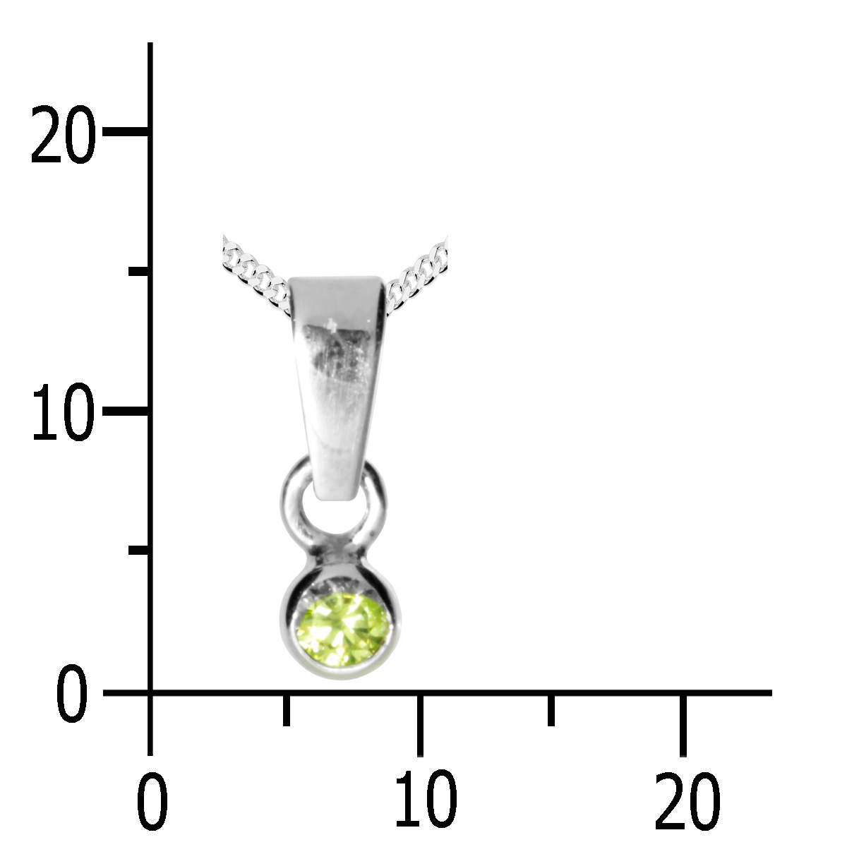 001-203642-A242k Kette mit Anhänger Silber 925/000, 42 cm, Zirkonia-limette