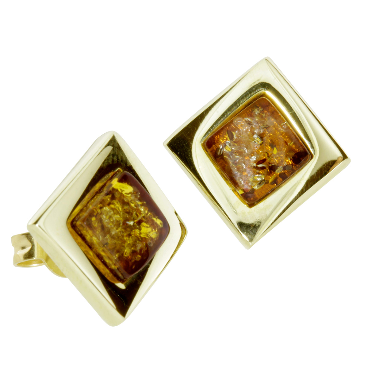 Ohrstecker Gold 333/000, Bernstein