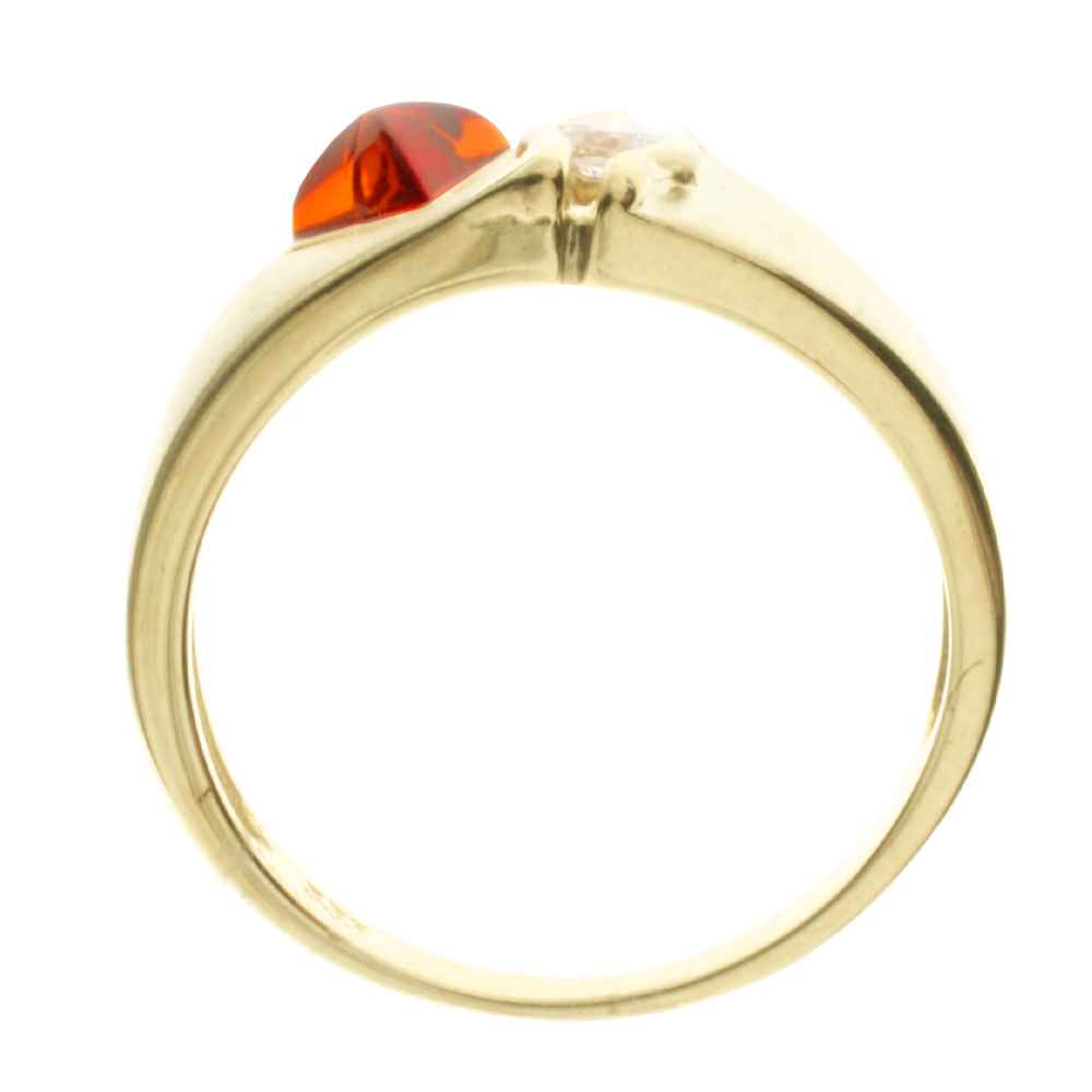 001-172073-A1543 Ring Gold 333/000, Bernstein/Zirkonia -Größe wählbar-