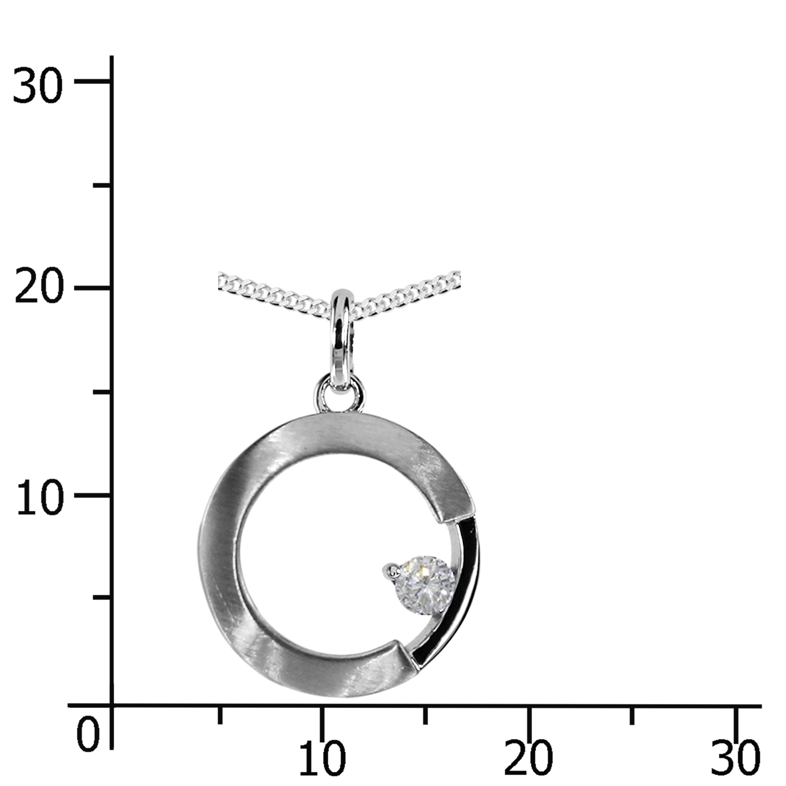 Kette mit Anhänger, Silber 925/000,  Zirkonia  -Länge wählbar-   Kette mit Anhänger, Silber 925/000,  Zirkonia  -Länge wählbar-
