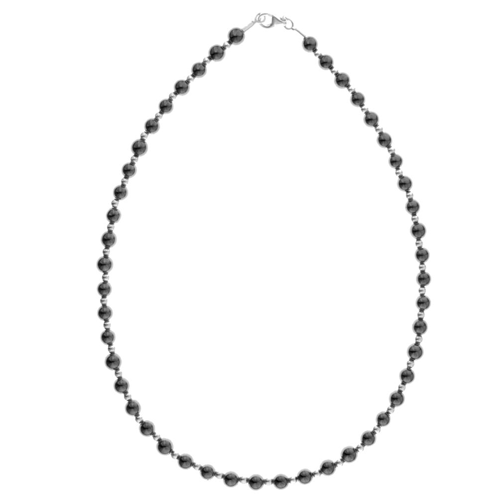 001-293038-0420 Kugelkette , Silber 925/000, Hämatit, 42 oder 45 cm