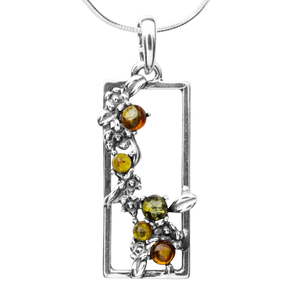 088-200579-A145 Kette mit Anhänger Silber 925/000, 45 cm, Bernstein