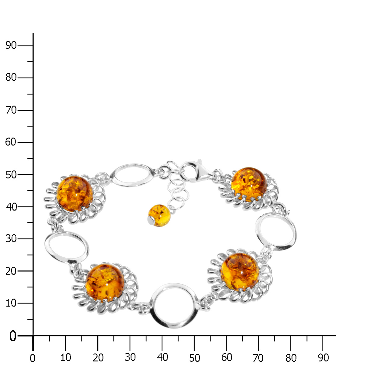 105-210120-0100k Armband, Silber 925/000, Bernstein
