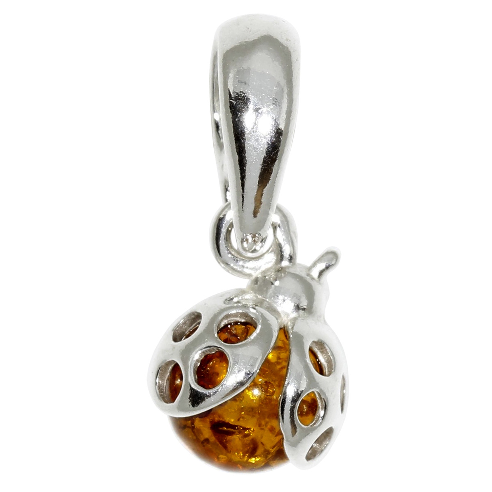 Anhänger Silber 925/000, Marienkäfer- klein, Bernstein
