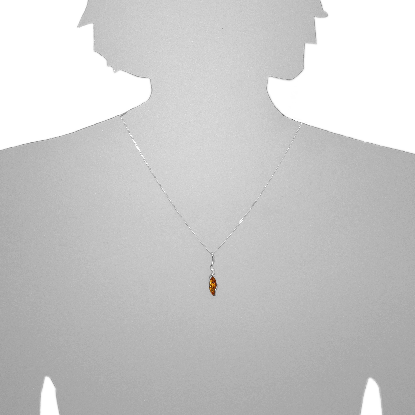 Kette mit Anhänger Silber 925/000, Bernstein -Länge wählbar- Kette mit Anhänger Silber 925/000, Bernstein -Länge wählbar-