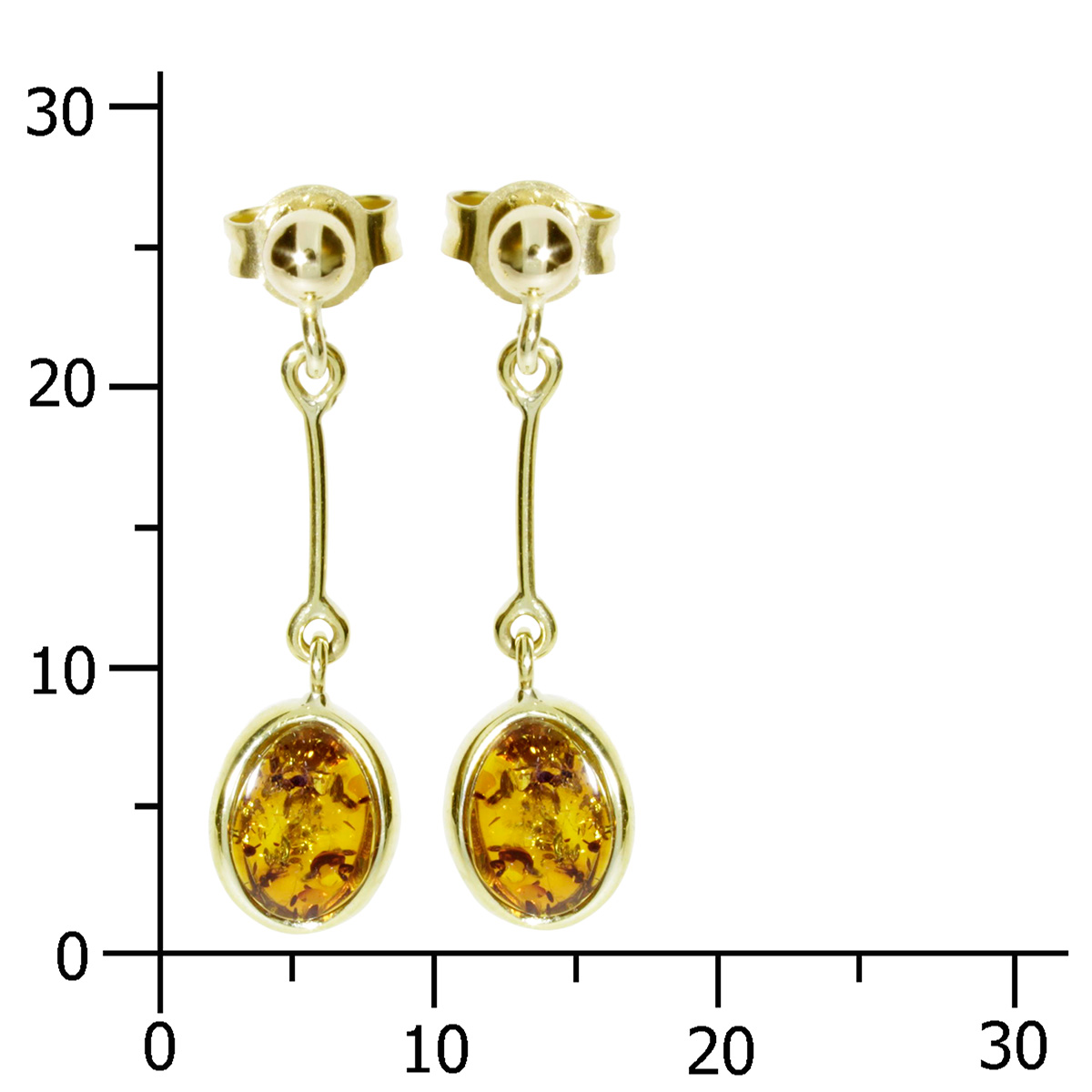 001-163334-0100k Ohrhänger Gold 333/000, Bernstein