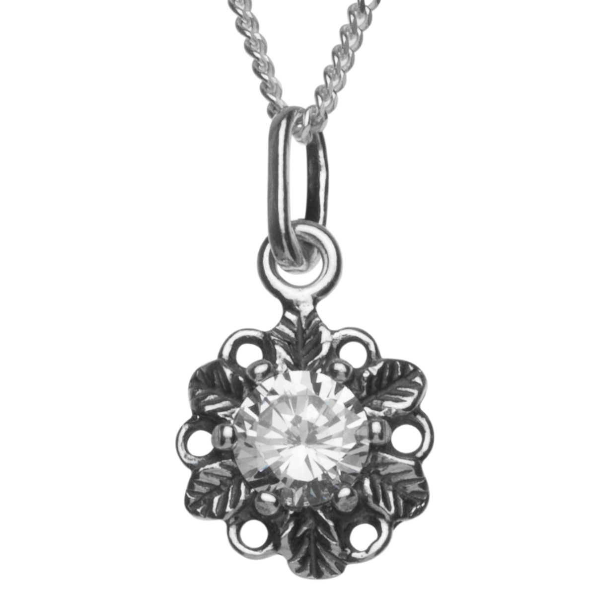 043-201649-A142 Kette mit Anhänger Silber 925/000, Zirkonia, weiß, 42 cm