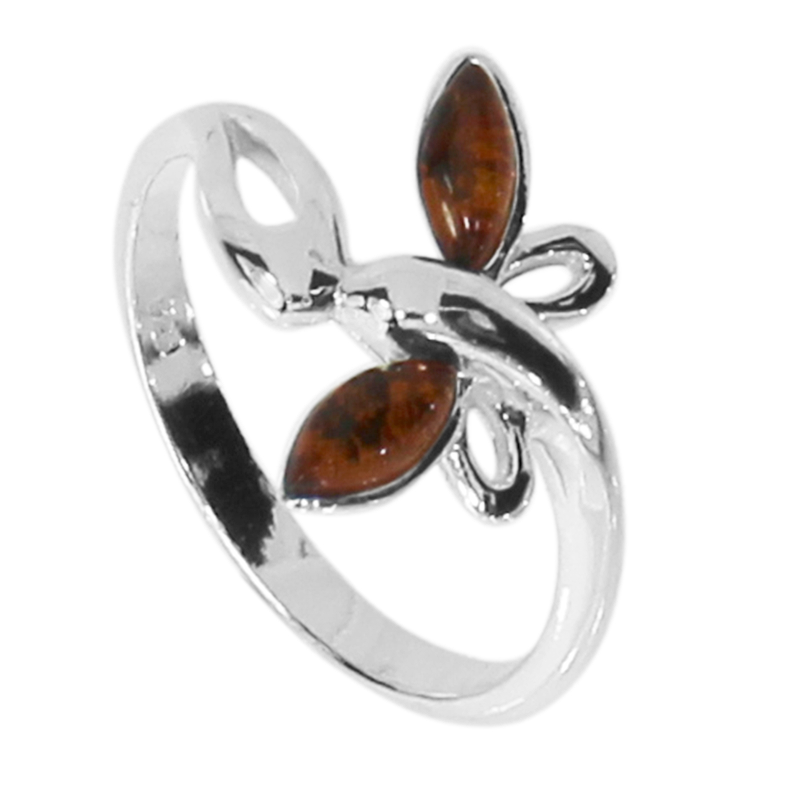 Ring Silber 925/000 "Schmetterling", Bernstein -Größe wählbar- 