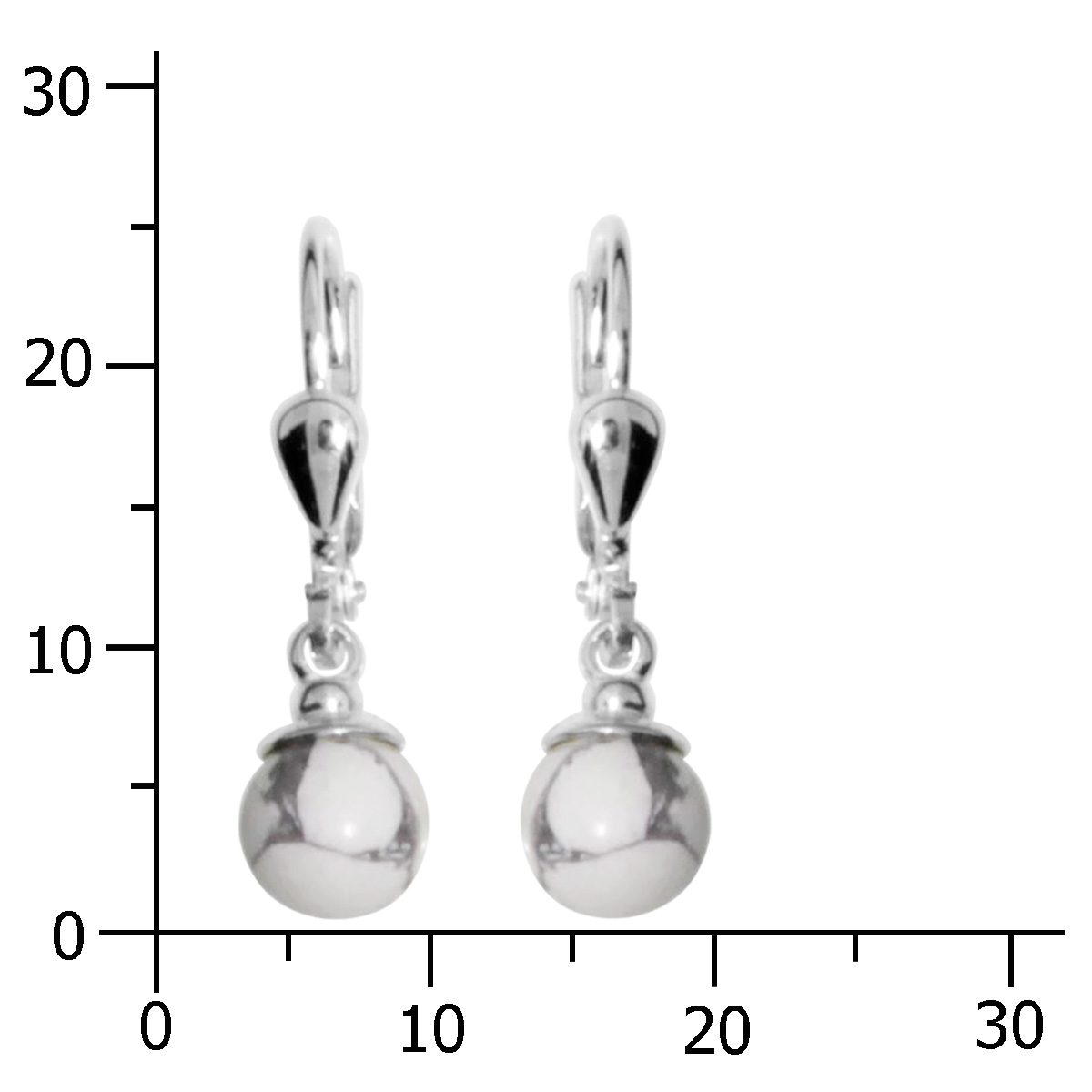 001-263399-0001k Ohrhänger Silber 925/000, Howlith, 6 mm
