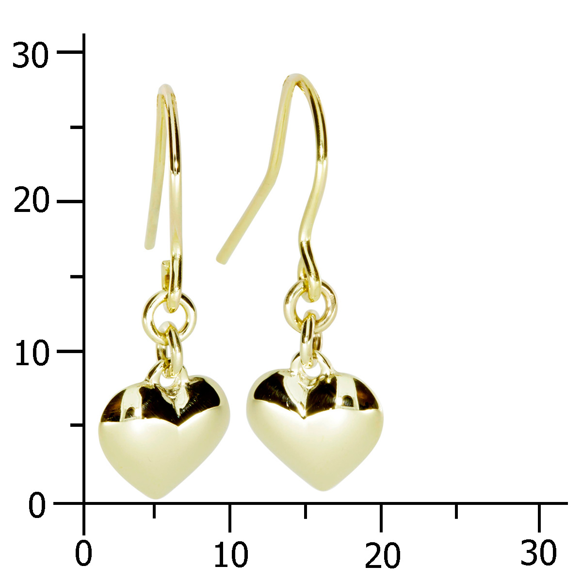 001-163383-0100k Ohrhänger Gold 333/000, Herz
