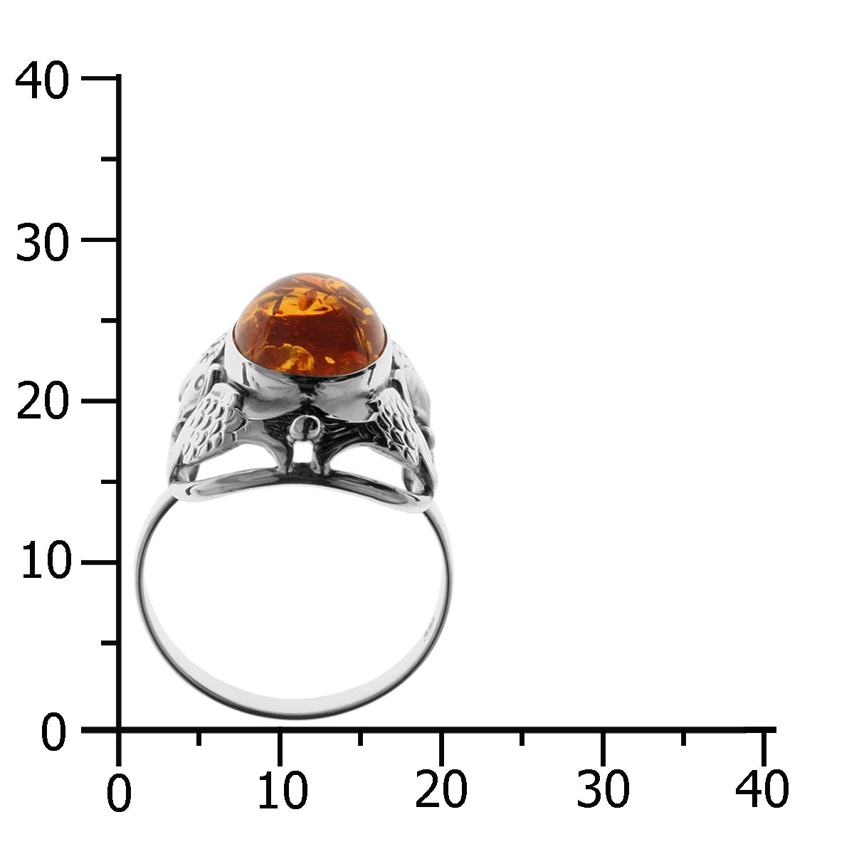 Ring Fischland Silber 925/000, oxyd., Bernstein -Größe wählbar-