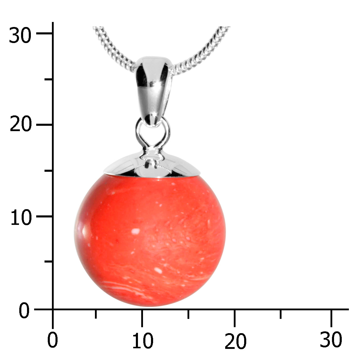 001-203599-B445k Kette mit Anhänger Silber 925/000, 45 cm, rek. Koralle